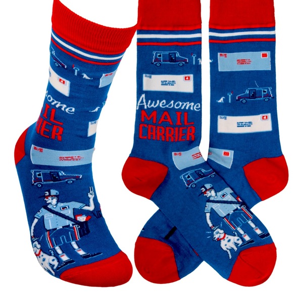 THANK Your MAIL PERSON Socks MailMan MailLady Holiday Fun Gifts Red White Blue - Picture 7 of 7